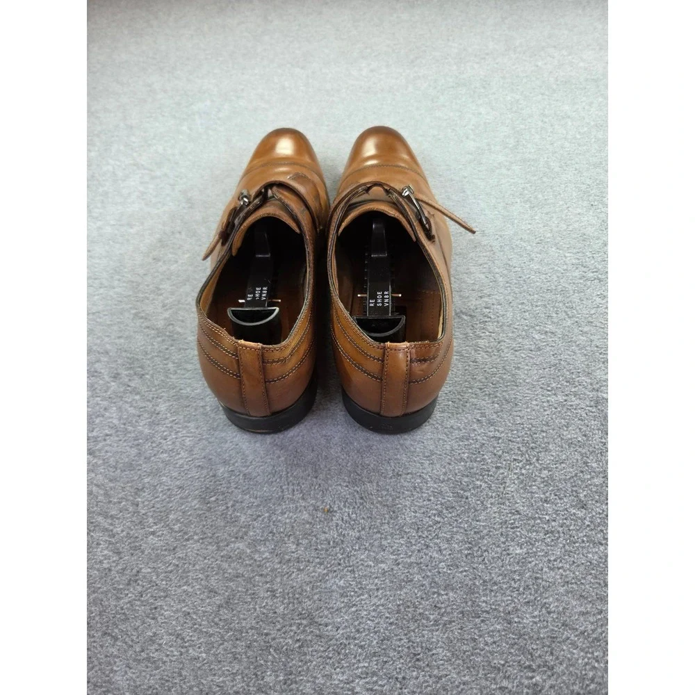 Steve Madden Mens Monk Strap Cap Toe Dress Shoes Tan Leather Business Classic